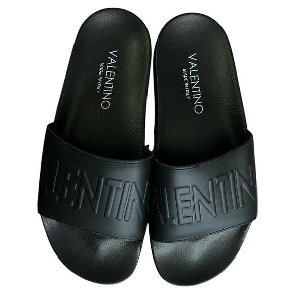 Valentino Black Logo Giano Leather Slide Sandals, IT41/US8 - Picture 3 of 8